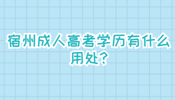 宿州成人高考學(xué)歷有什么用處